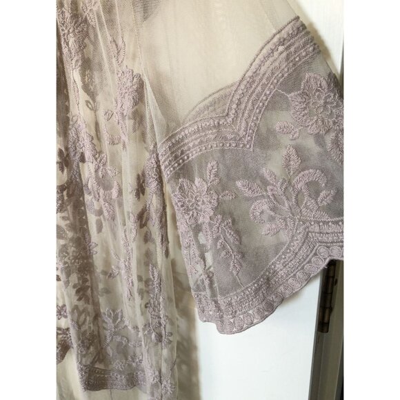 Miss Chievous Embroidered Mesh Kimono Cardigan Womens L/XL Sheer Boho Festival - Picture 3 of 7